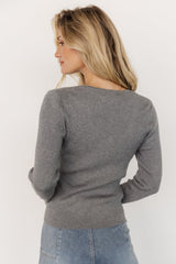 Leo Ribbed Henley Top | Gray