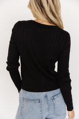 Heidi Pointelle Cardigan | Black