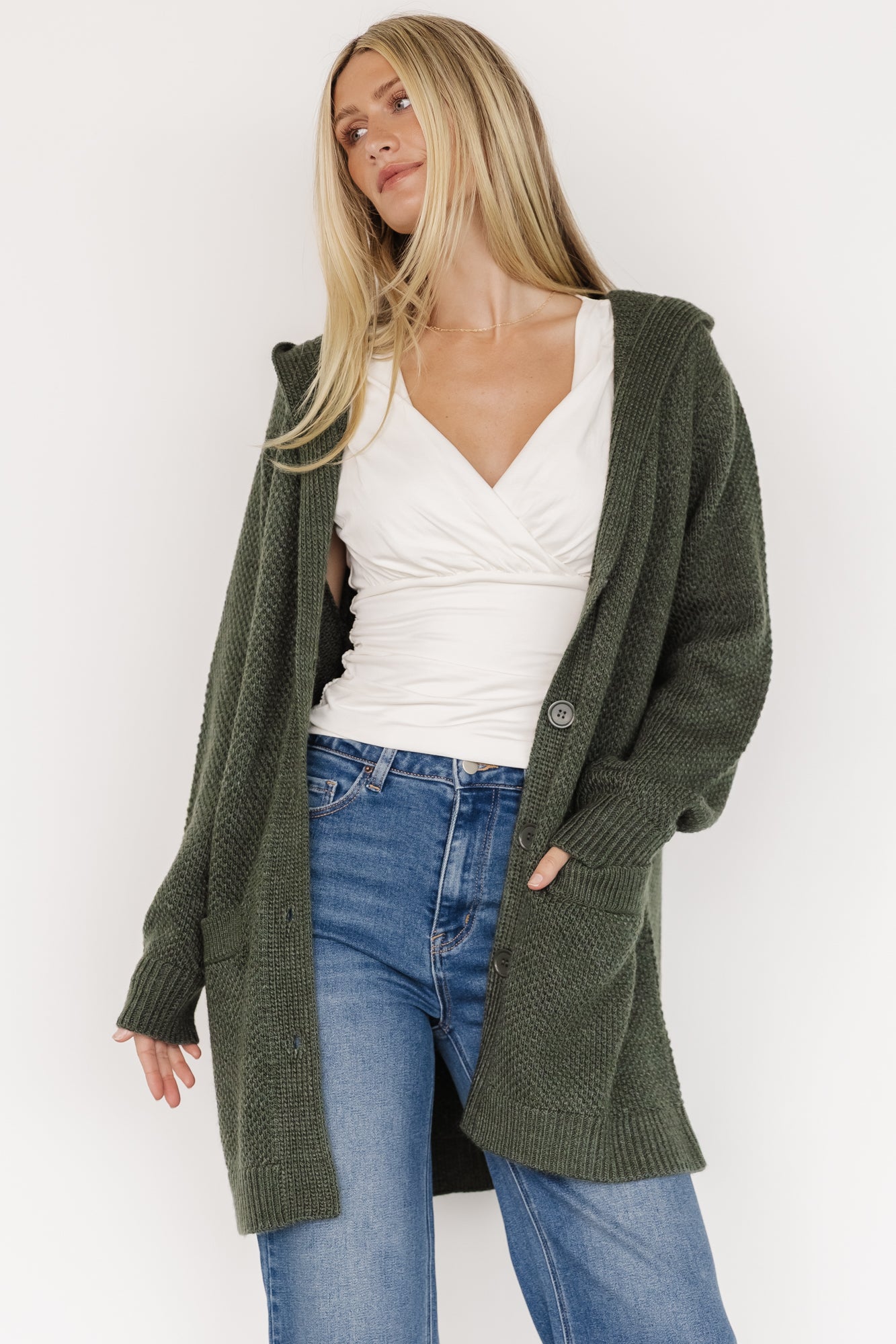 Katrine Hooded Cardigan | Green