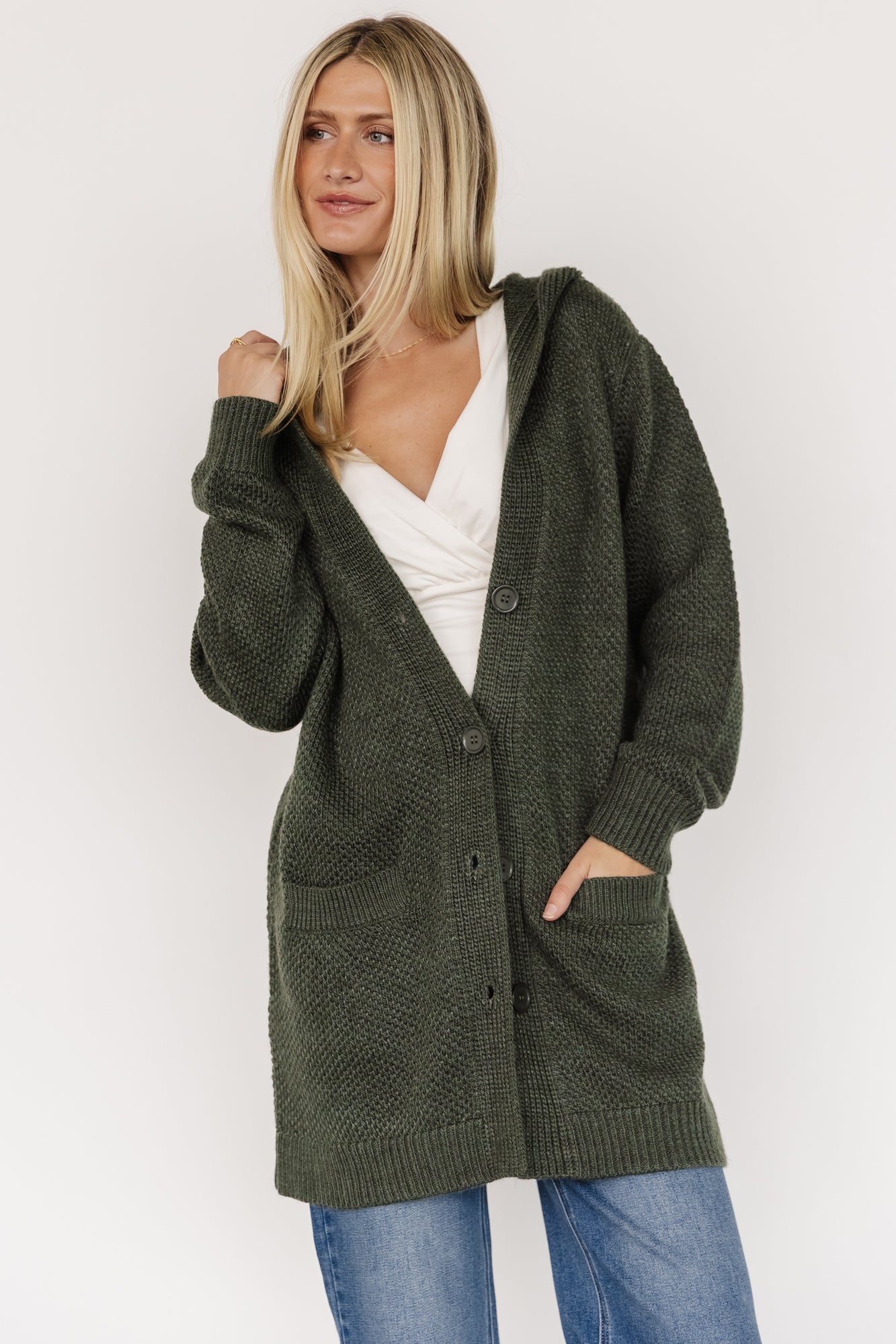 Katrine Hooded Cardigan | Green