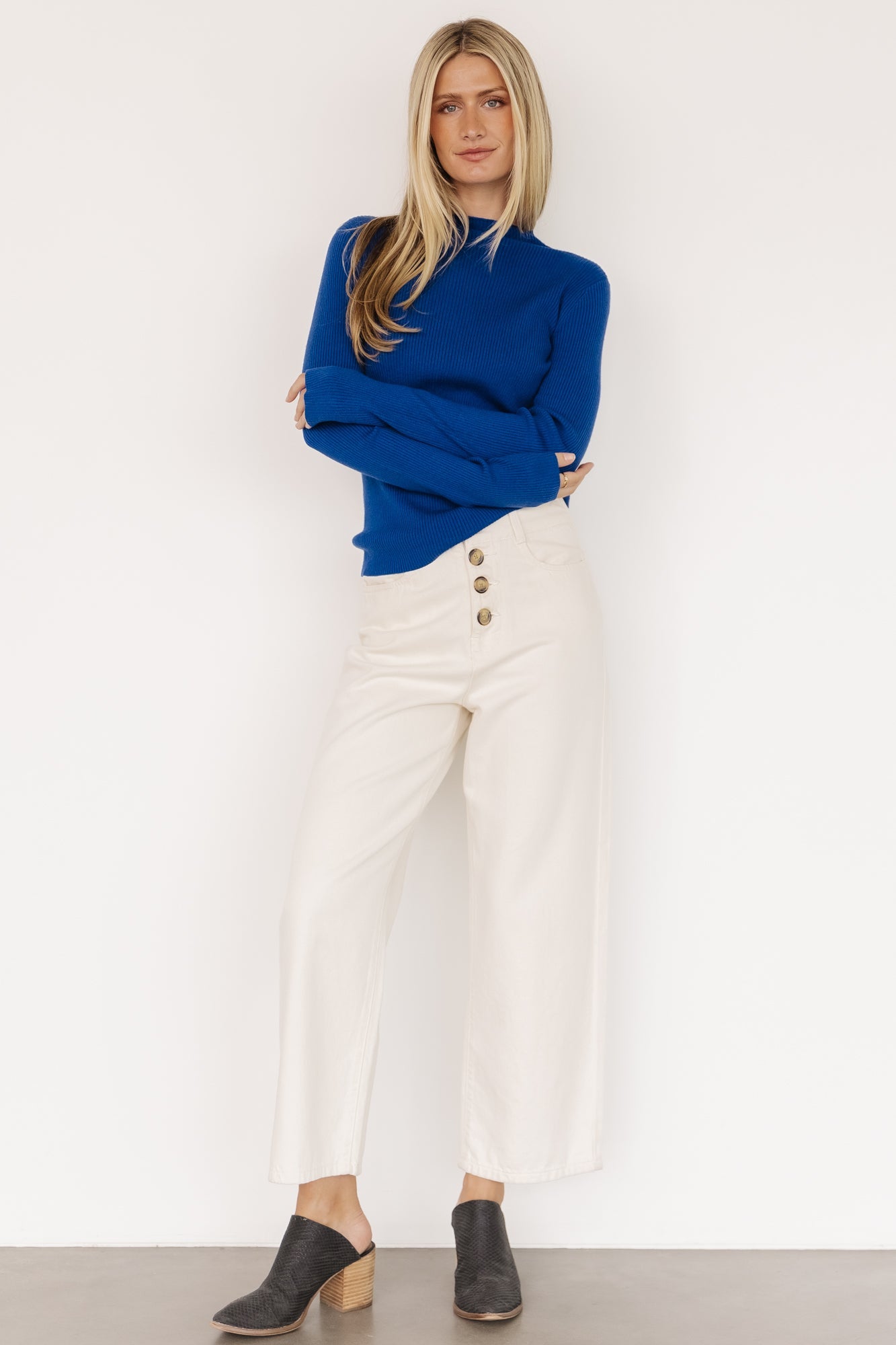 Ilsa Ribbed Sweater Top | Cobalt