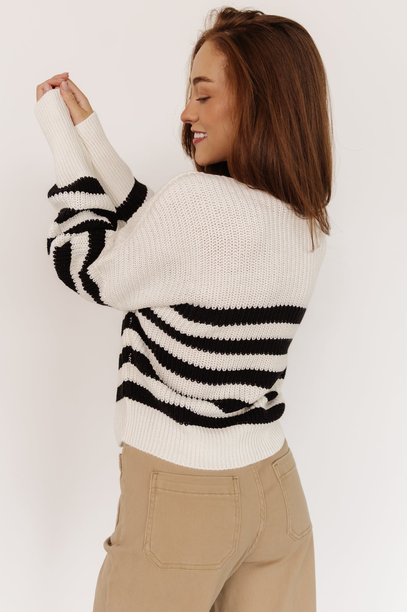 Gracie Knit Cardigan | Ivory + Black Stripe