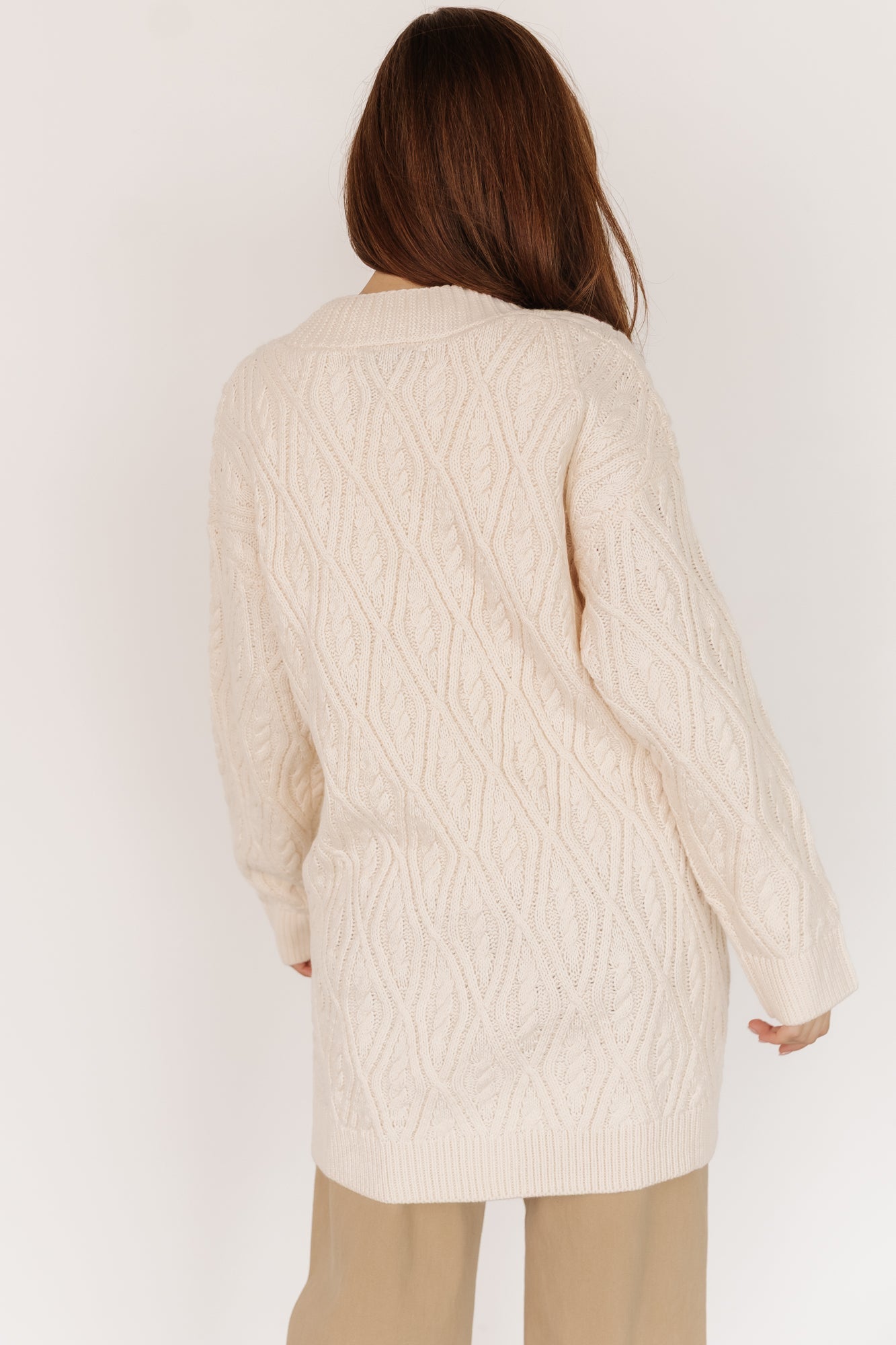Alberta Cable Knit Cardigan | Cream