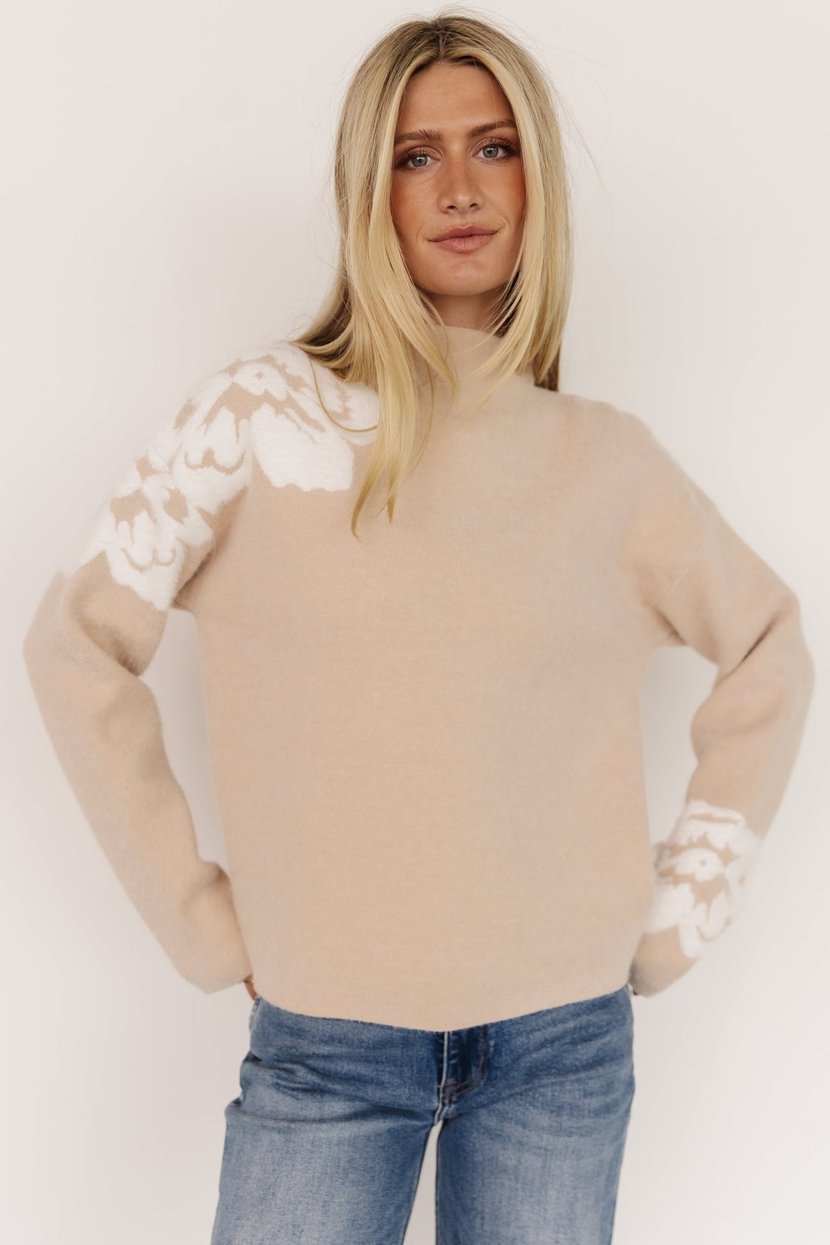 Oda Floral Sweater | Natural + Off White