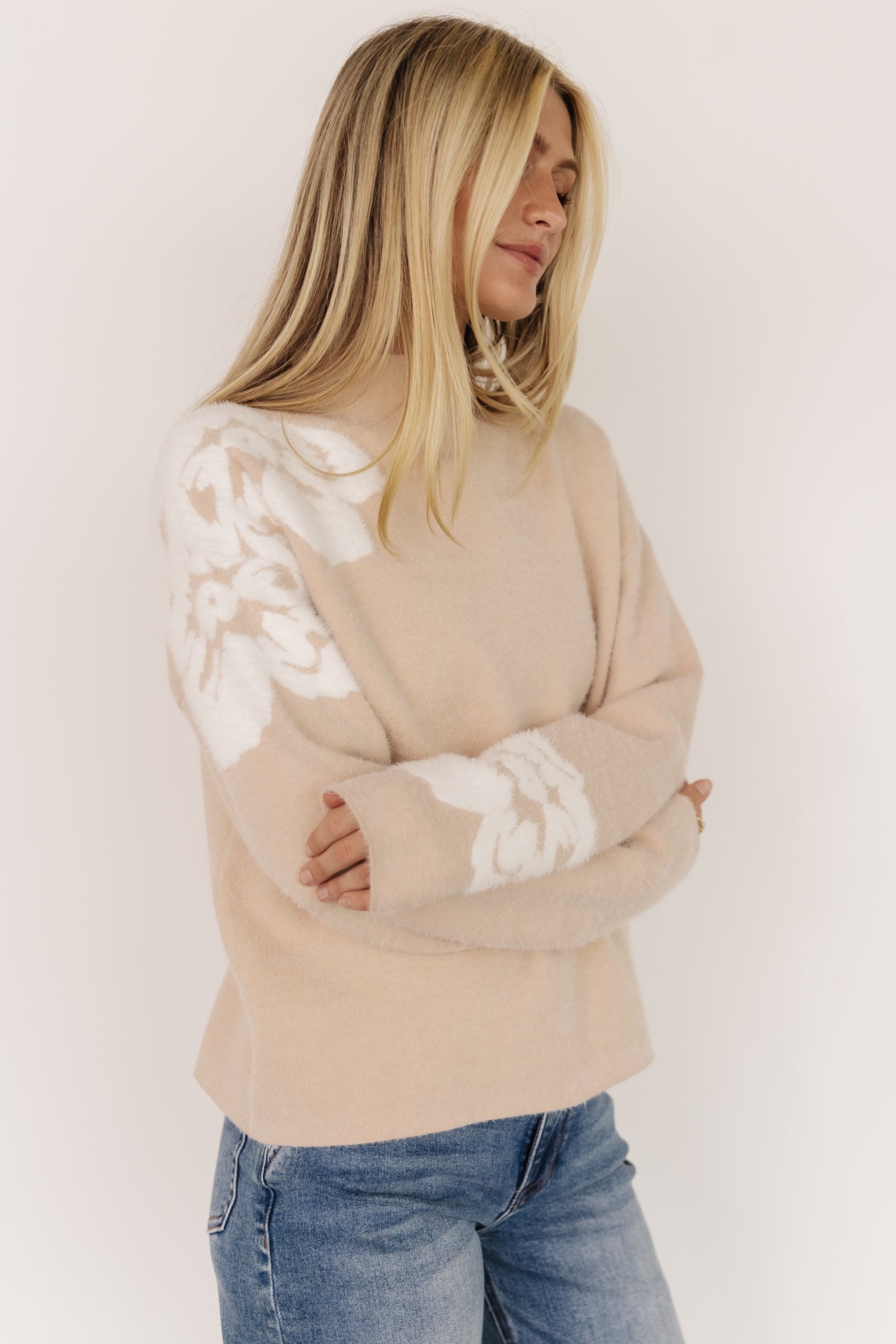 Oda Floral Sweater | Natural + Off White