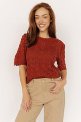 Serenity Knit Sweater Top | Rust