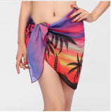 2025 Summer Women's Short Skirt Print Beach Chiffon Silk Scarf Hanging Half-Dress Skirt HZ1208
