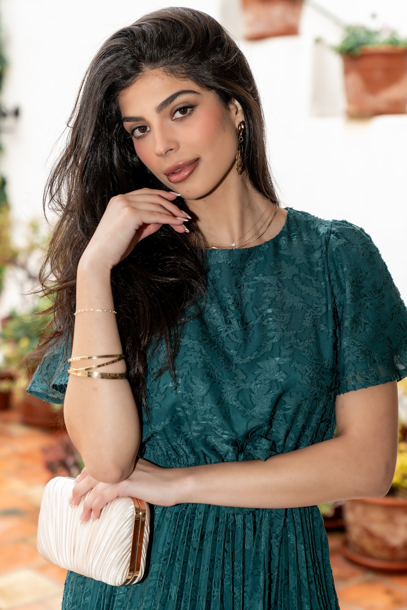 Mindy Pleated Dress | Emerald