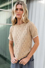 Britt Pointelle Knit Top | Natural + Ivory