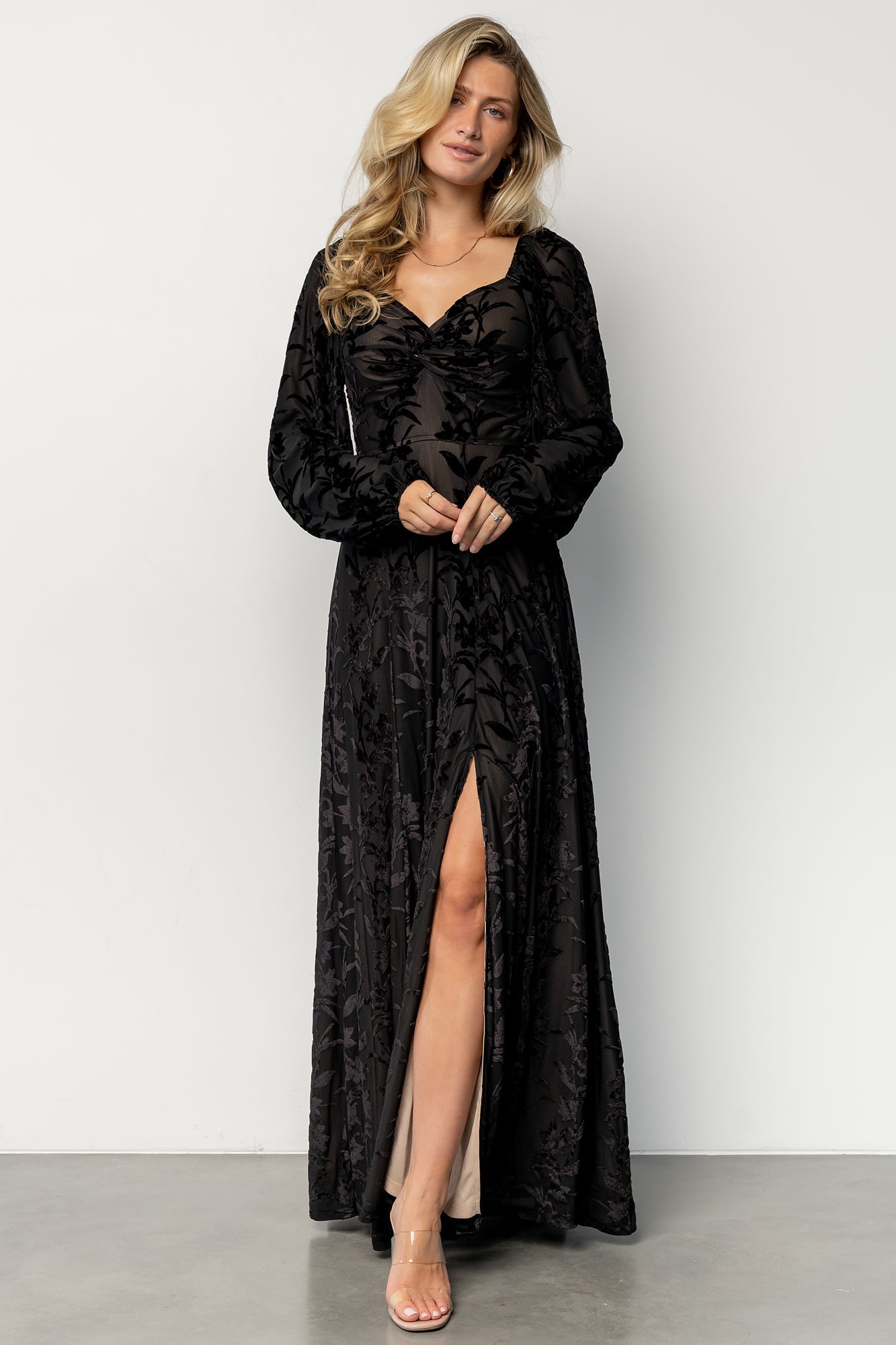 Aurora Velvet Maxi Dress | Black Floral