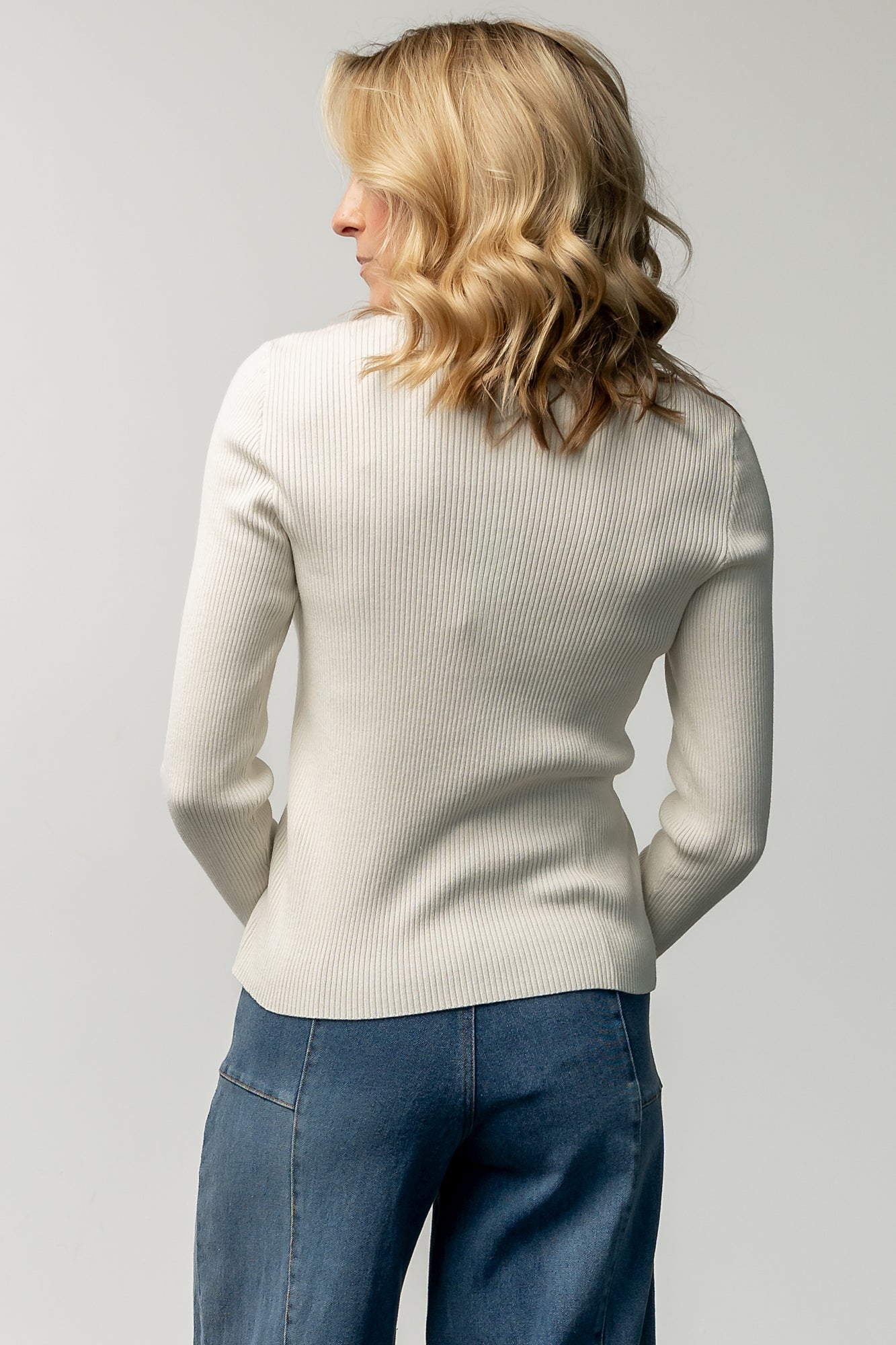 Leo Ribbed Henley Top | Ivory