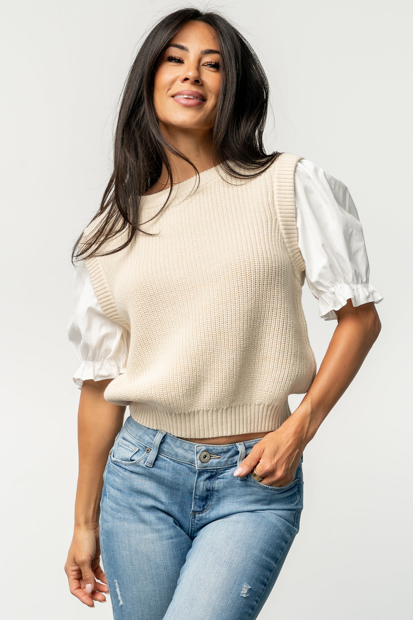 Taylor Puff Sleeve Top | Cream + Ivory