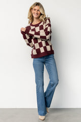 Quincy Checkered Sweater | Burgundy