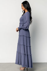 Amanda Smocked Dotted Maxi Dress | Dusk Blue