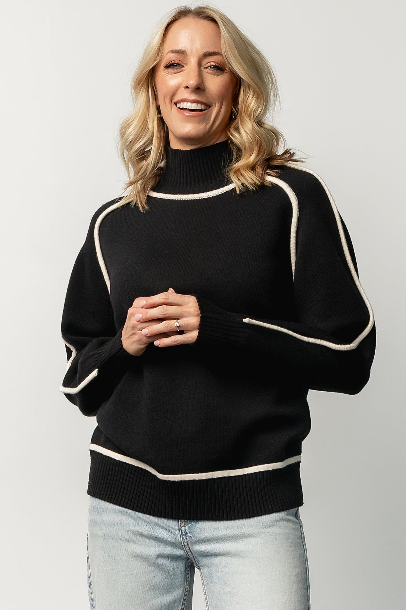 Harrington Sweater | Black + Cream