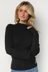Ilsa Ribbed Sweater Top | Black