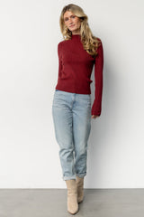 Ilsa Ribbed Sweater Top | Merlot