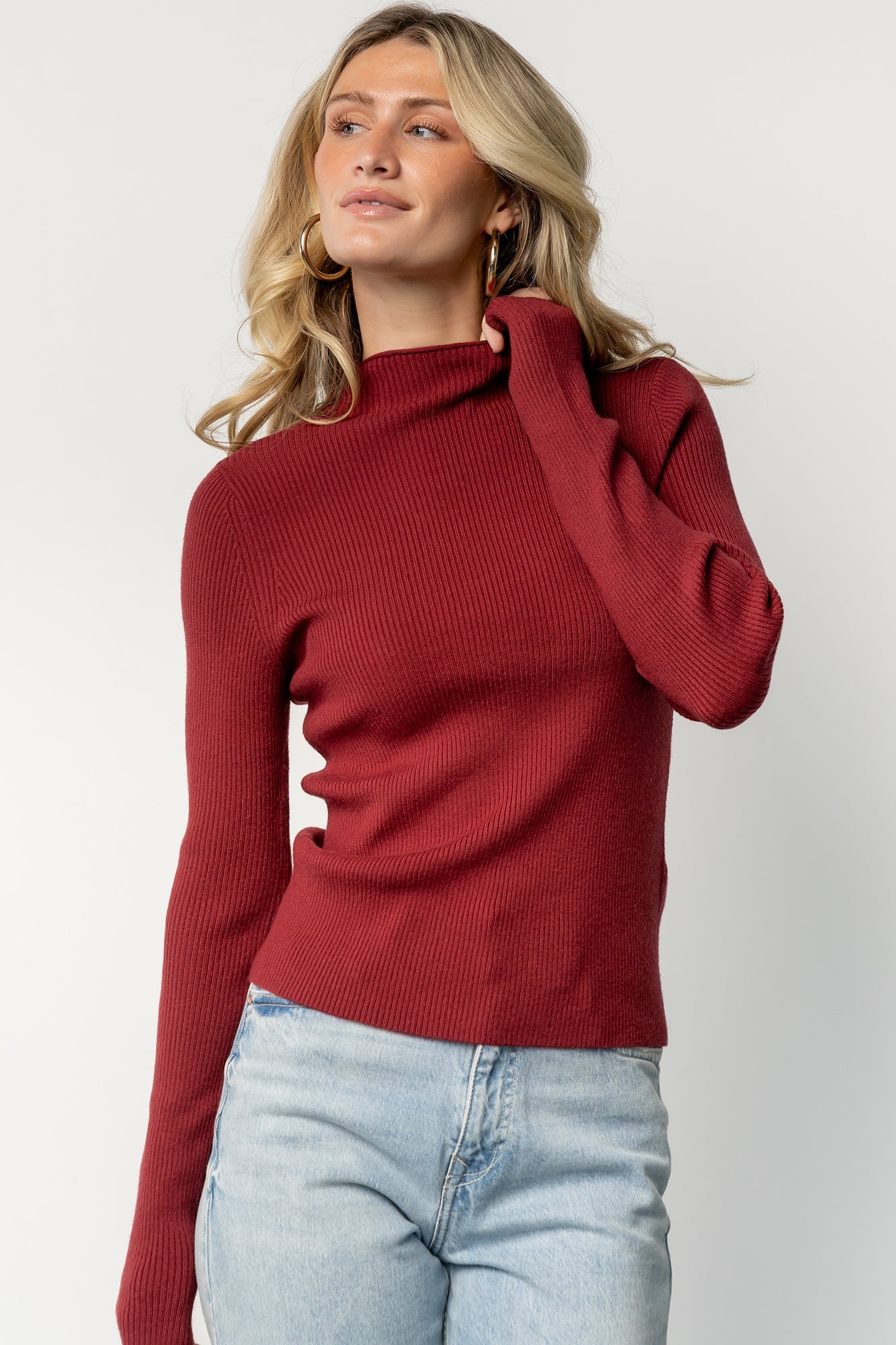 Ilsa Ribbed Sweater Top | Merlot