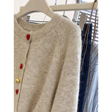 Soft Glutinous Casual Round-Neck Love Buckle Sweater Coat Women's New Loose College Style Knitted Sweater Tops In Autumn HZ1208