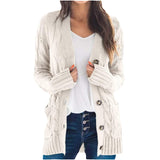 Autumn/Winter 2025 New Women's Casual Cardigan Jacket Solid Color Mah-Button Cardigan Sweater Women HZ1208