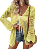 New Beach Knitted Jersey In Summer 2025 Sexy Solid Color Knitted Beach Swimwear Shirt Sunscreen Cardigan HZ1208