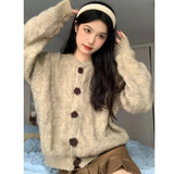 Vintage Lazy Wind Soft Glutinous Sweater Spring And Autumn Winter 2025 New High-End Blouse Knitted Thick Open-Shirt Coat Woman HZ1208