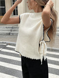 2025 Women's Sleeveless Sweater Vest Simple Design Bumpy Bow Tie With Coat HZ1208