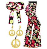 2025 Hot Women's Hippie Clothing Fashion Wide Leg Horn Pants Clammed Trousers + Headscarve HZ1208