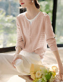Design Fake Two Splicing Texture T-Shirt Girl 2025 Spring Intellectual Elegant Texture Sense Thin Age Blouse HZ1208