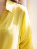 High Sense Gentle Windy Yellow Beautiful Shirt Simple Commute Small Fashion Age-Dense Stated Set-Tite Shirt Woman HZ1208