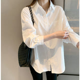 Temperament White Shirt Female New Design Sense Niche Shirt Casual Bottom Shirt With Long Sleeves Folded Shirt HZ1208