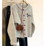 2025 Soft Glutinous Thicken Round Collar Sweater Coat Women Autumn New Design Outside Wearing Lazy Knitted Shirt Top HZ1208