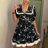 Women's Clothing 2025 Spring New Ins Print Lotus Leaf Side Dress Half Dress Fashion Set HZ1208