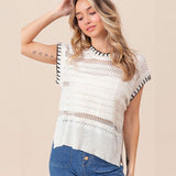 Ocean Short Beach Women's Hollow Knitting Line Bikini Hoodie HZ1208