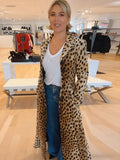 2025 Autumn And Winter New Hot Women's Suit Collar Leopard Print Jacket Casual Long Wind Coat HZ1208