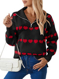 Autumn And Winter New Sweater Women Fashion Zipper Love Love Long-Sleeved Coat HZ1208