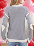 2025 Autumn And Winter Hot Sweater Women Hit The Color Love Peach Collar Knitted Jersey Valentine's Day HZ1208