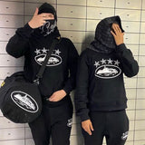 Small Graffiti Edig Dress Men's Clothing | 2025 Autumn And Winter Plus Thick Hooded Solid Coat Hoodie Hoodie Tide HZ1208