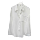 Spring And Summer Solid Shirt Women's New Hong Kong Style Loose Long-Sleeved Coat Design Sense Of Small Folding Net Red Shirt HZ1208