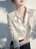 White Shirt This Year's Popular Explosion Of High-End Feeling Light Luxury To Reduce The Age Of The Temperament Under The Bottom Of The Top Of The Jacket 2025 Spring HZ1208