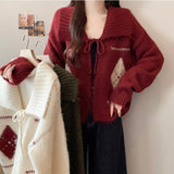 The Atmosphere Feels Small Korean Linge Collar With Sweater Women Winter Lazy Wind Loose Soft Knitted Open Shirt HZ1208