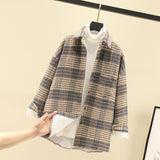 Add Thick Hair Coat Women 2025 Autumn And Winter New Shirt Port Loose Long-Sleeved Grinding Lattice Plus Velvet Shirt Woman HZ1208