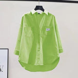 Cotton Long-Sleeved Shirt 2025 Spring And Autumn Thin Casual Korean Version Of The Open Shirt Simple Loose Fashion Thin Coat Woman HZ1208