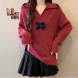 Women's Round Collar Full Body Hook Line Showing Thin Thick Sweater Loose Leisure Autumn And Winter New Knitted Shirt Comfortable Outerwear HZ1208