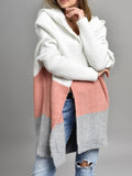 Spring And Autumn Classic Splicing Color Knitted Sweater Cardigan Women's Fashion Hooded Loose Casual Coat HZ1208