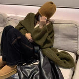 Korean Languid Wind Long Sweater Coat Women's Autumn And Winter New Loose High-End Feeling Thick Knitted Open Coat HZ1208