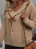 Yangyang Autumn And Winter Women's Sweater V-Neck Bow Tie With A Hundred Sets Of Clothes On The Head HZ1208