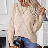 Autumn And Winter New Sweater Women's Knitted Jersey Jersey Loose Round Collar Coat Factory HZ1208