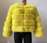 Fur Fever Imitation Fox Fur Coat Women's Short-Sleeved Fur Coat HZ1208