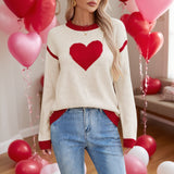 2025 Autumn And Winter Hot Sweater Women Hit The Color Love Peach Collar Knitted Jersey Valentine's Day HZ1208